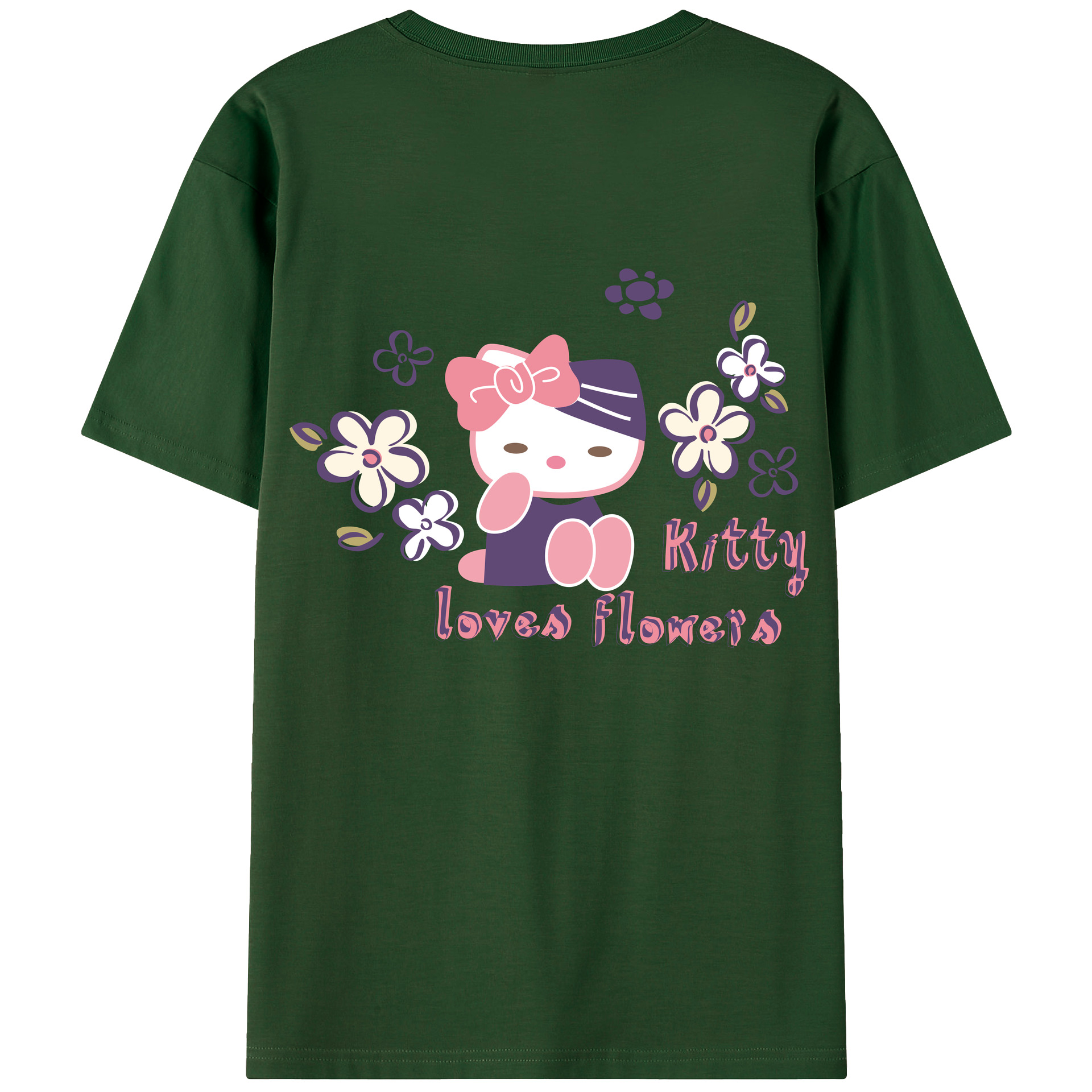 （画像用） Hello Kitty ハローキティ 綿100％半袖Tシャツ（背面プリント）